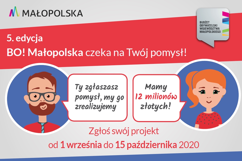 Plakat piątek edycji budżetu obywatelskiego województwa małopolskiego